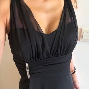 Brand New Betsy & Adam Black Evening Dress, Made in USA